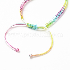 Fabricación de pulseras de cuentas trenzadas con hilo de poliéster teñido en segmento ajustable&nbsp;AJEW-JB00790-03