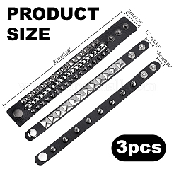 3 pz braccialetti in cordino di pelle sintetica stile punk&nbsp;BJEW-WH0014-076B