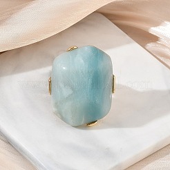 Fingerringe aus natürlichem Amazonit und einer Legierung für Damen&nbsp;RJEW-G375-01G-06