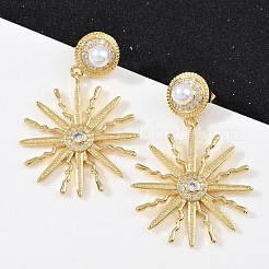 Orecchini pendenti in ottone con micro pavé di zirconi cubici trasparenti&nbsp;EJEW-S275-03G