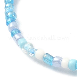 Pulsera elástica con cuentas de vidrio y hematita sintética no magnética&nbsp;BJEW-JB09455