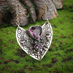Legierung Amethyst Strass Herz Anhänger Halsketten für Frauen&nbsp;FS-WG5DD6E-01