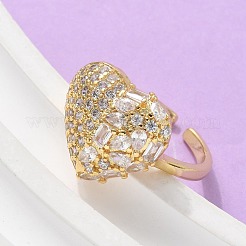 Mikropavé-Manschettenringe aus klarem Zirkonia aus Messing für Damen&nbsp;RJEW-C126-06G