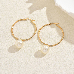 Boucles d'oreilles créoles rondes en acier inoxydable&nbsp;ON7765