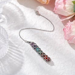 7 Chakra-Rundpendel aus natürlichem Amethyst & Karneol & rotem Jaspis & grünem Aventurin & Tigerauge & synthetischem Türkis&nbsp;PALLOY-JF03658-01