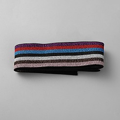 Bande élastique large métallique en polyester à rayures arc-en-ciel de 50 mètre&nbsp;EC-WH0036-01A