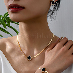 Halsketten mit Anhängern aus Blumenlegierung und Kristall-Strass und Emaille sowie Bettelarmbänder und Ohrstecker-Sets&nbsp;FS-WG094C2-01
