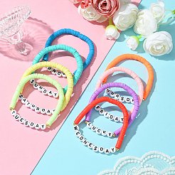 8 Stück Stretch-Armbänder aus Polymer-Ton-Perlen in 8 Farben.&nbsp;BJEW-SW00146