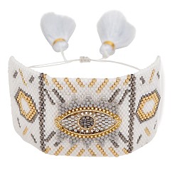Bracelets de perles de rocaille de modèle de métier à tisser d'oeil d'amitié pour des femmes&nbsp;BJEW-Z013-15A