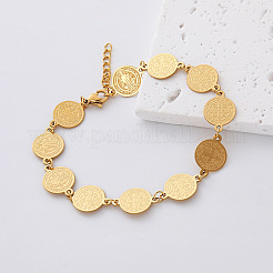 Bracelet à maillons en acier inoxydable 304 avec médaille de saint Benoît (religion)&nbsp;NF7144-1