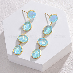 Pendientes colgantes de acero inoxidable 304 y vidrio&nbsp;WGE7ABD-01
