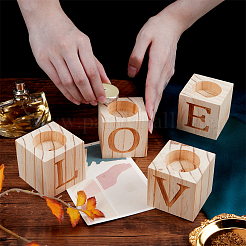 Bougeoir en bois naturel pour la saint valentin&nbsp;AJEW-GA0002-72