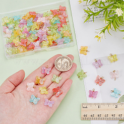100 Stück ab-farbig plattierte transparente Acryl-Schmetterlings-Anschluss-Charms&nbsp;PALLOY-AR00034