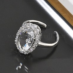 Bagues ouvertes en laiton avec micro pavé de zircones cubiques pour femmes&nbsp;RJEW-L343-17P-07