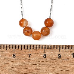 Collier avec pendentif en perles rondes de pierres naturelles mélangées et chaîne Boston en acier inoxydable 304&nbsp;NJEW-JN06550