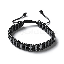 Bracciali regolabili con perline intrecciate in ossidiana naturale ed ematite sintetica&nbsp;BJEW-H626-01-08