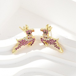 Boucles d'oreilles à tige en laiton avec micro pavé de zircons cubiques&nbsp;EJEW-M077-13G