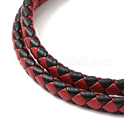 Wickelarmband aus geflochtenem Mikrofaser-Leder mit Doppelschlaufen und Magnetverschluss aus Edelstahl 304 für Männer und Frauen&nbsp;BJEW-C021-08-P