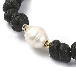 Bracciali elasticizzati con perline di pietra lavica naturale&nbsp;BJEW-JB09493-01