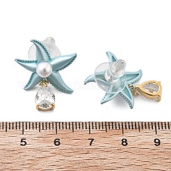 Latón aretes de óxido de circonio cúbico&nbsp;EJEW-D301-03G-03