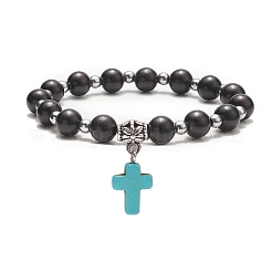 Braccialetti con ciondoli a croce turchesi sintetici tinti&nbsp;BJEW-JB09296