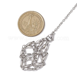 3 stücke 3 arten 304 edelstahl kette macrame beutel leere stein halter wünschelrutenpendel&nbsp;HJEW-JM02323-02