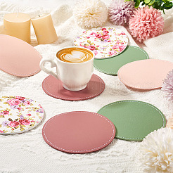 Magibead 8 pièces 4 styles tapis de tasse en cuir pu&nbsp;AJEW-MB0001-09B