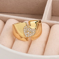 Anelli per polsini da donna con micro pavé di zirconi trasparenti in ottone placcato a cremagliera&nbsp;RJEW-M028-113G