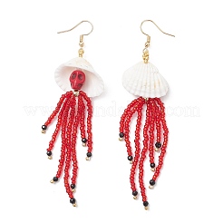 Orecchini pendenti in acciaio inossidabile 304 con turchese sintetico tinto&nbsp;EJEW-MZ00530-01
