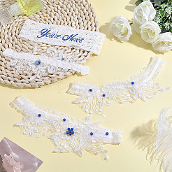 4 giarrettiera in pizzo con strass in poliestere e 2 stili per donna&nbsp;AJEW-HY0003-36