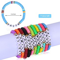 11 Stück 11 Stil Fimo Heishi Surfer Stretch Armbänder Set&nbsp;BJEW-SW00122