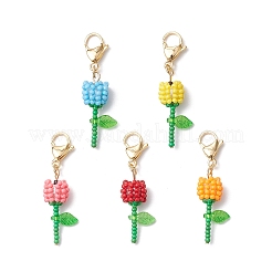 Perline di vetro a forma di garofano per la festa della mamma e decorazioni acriliche a forma di ciondolo&nbsp;HJEW-MZ00228