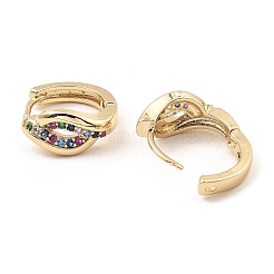 Boucles d'oreilles en laiton avec oxydes de zirconium colorés&nbsp;EJEW-D078-33KCG