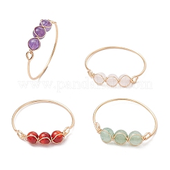 Anelli con perline di ametista naturale&nbsp;RJEW-JR00852-02