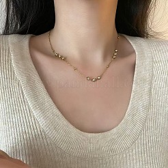 Collares de cadena plana redonda de eslabones de acero inoxidable 304 con circonitas cúbicas transparentes para mujer.&nbsp;WGAC544-01