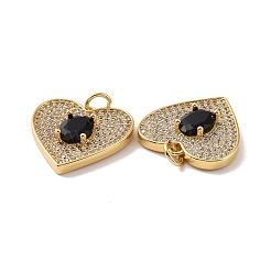 Pendentifs de cœur en laiton avec zircone cubique de micro pave&nbsp;KK-G435-02G-02