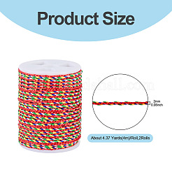 2 rollo de cordón trenzado de nailon decorativo multicolor&nbsp;NWIR-TADJ0001-04B