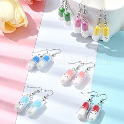 DIY-Set zur Herstellung von durchsichtigen Pillenkapseln aus Kunststoff und baumelnden Ohrringen aus Messing&nbsp;DIY-FS0007-13