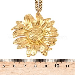 Collares con colgante de girasol de acero inoxidable 304 y cadena de trigo&nbsp;NJEW-P344-02G