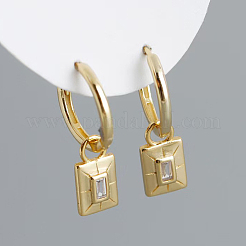 Boucles d'oreilles créoles rectangulaires en argent sterling s925&nbsp;KF9307-1