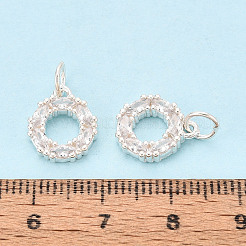 Funkelnde runde Anhänger aus Sterlingsilber mit Mikropavé-Fassung aus Zirkonia&nbsp;STER-T009-19S