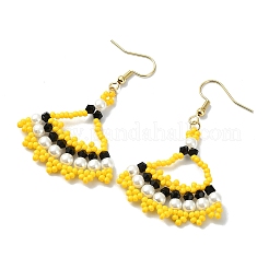 Boucles d'oreilles pendantes en verre tissé de type graine&nbsp;EJEW-MZ00794-03