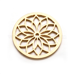 Perline piatte rotonde con fiore in acciaio inossidabile 304&nbsp;STAS-F079-04