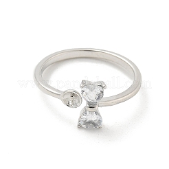 Impostazioni per anello polsino aperto in ottone con zirconi cubici trasparenti&nbsp;KK-G518-10P-06