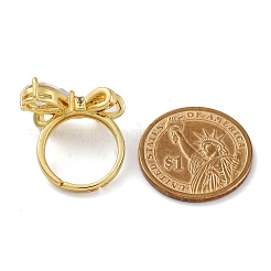Verstellbare Fingerringe aus Messing mit klaren Zirkonia für Damen&nbsp;RJEW-M028-09G