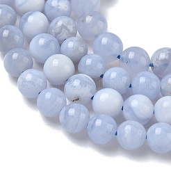 Chapelets de perles en agate avec dentelle bleue naturelle&nbsp;G-F222-30-6mm-01
