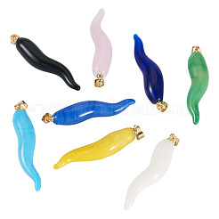 8 Stück 8 Stile handgefertigte Bunte Malerei mit Messinganhängern&nbsp;KK-TA0002-22
