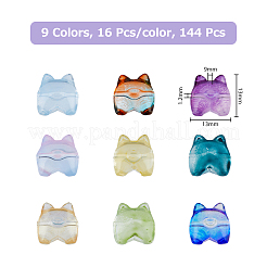 144 pz 9 colori perle di vetro verniciate a spruzzo trasparenti&nbsp;GLAA-FH0001-62