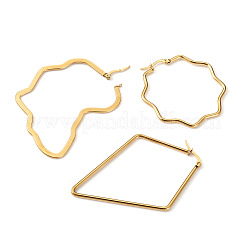 10 Paar 10 Stile 201 & 304 Edelstahl große Creolen&nbsp;EJEW-PJ0001-01