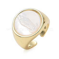 Anillos abiertos para brazalete de latón y concha blanca&nbsp;KK-CBA56EF-42B-G